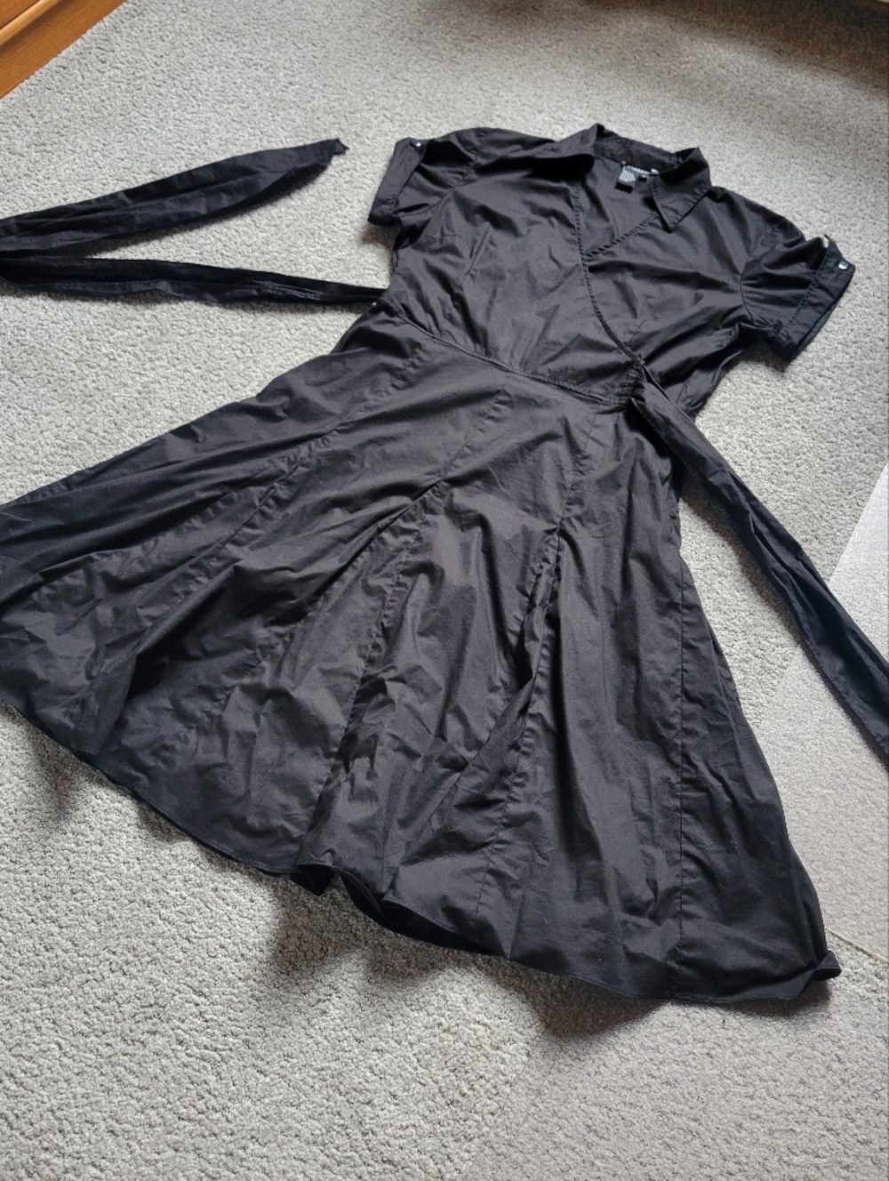 Sandro Sportswear Wrap Fit & Flair Black Dress Womens Size 16 (L/XL) - Picture 11 of 16